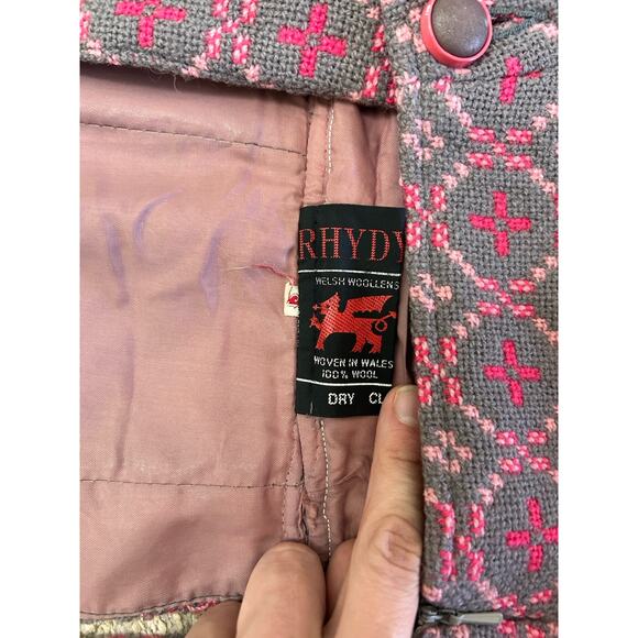 Vintage 100% Wool Overall Dress Pink Gray Size S Winter Welsh Wools - Picture 7 of 9